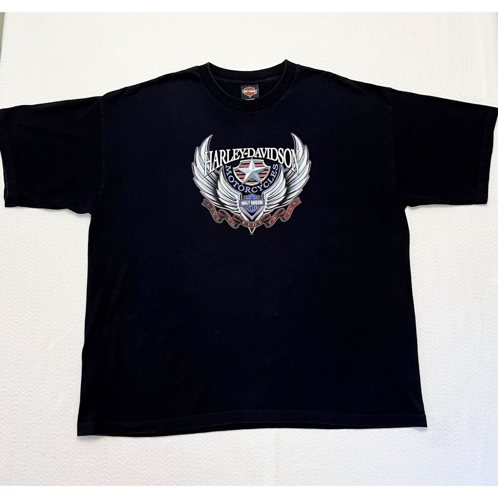 Harley Davidson T Shirt 3XL Black Front & Back Logo "Live to Ride to Live"
